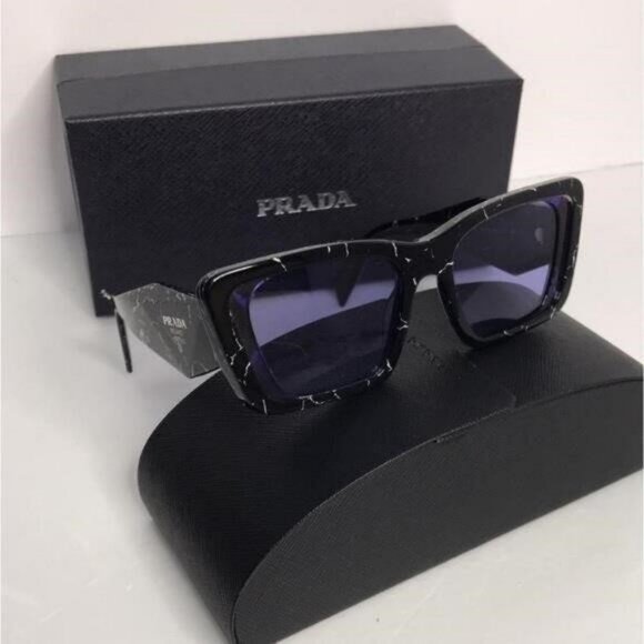 Authentic- New - PRADA Oversized Woman Sunglasses 0PR 08YS Havana Black/White - Picture 5 of 11